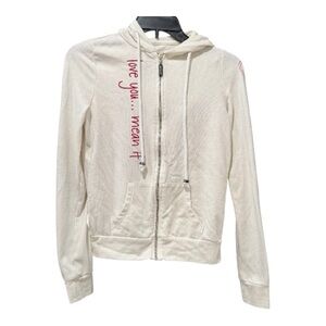 Peace Love World Women's White Zip Up Hoodie Jacket Size XS